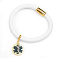 White Lamb Leather Black Medical Gold Charm Bracelet